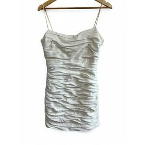 Cinq A Sept Vance Ruched Mini Dress Spaghetti Strap White Size 10